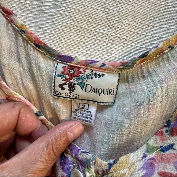 Vintage x Daiquiri Pink Tan Pleated V-Neck Maxi Sundress - Picture 5 of 8